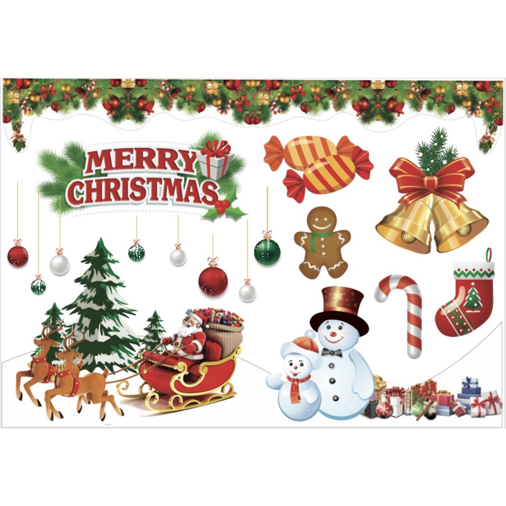 Decal trang trí noel dán kính dán tường MẪU 3