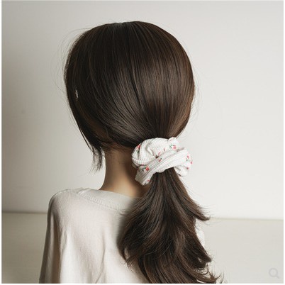 Dây buộc tóc voan co giãn cỡ lớn họa tiết quả dâu tây dễ thương