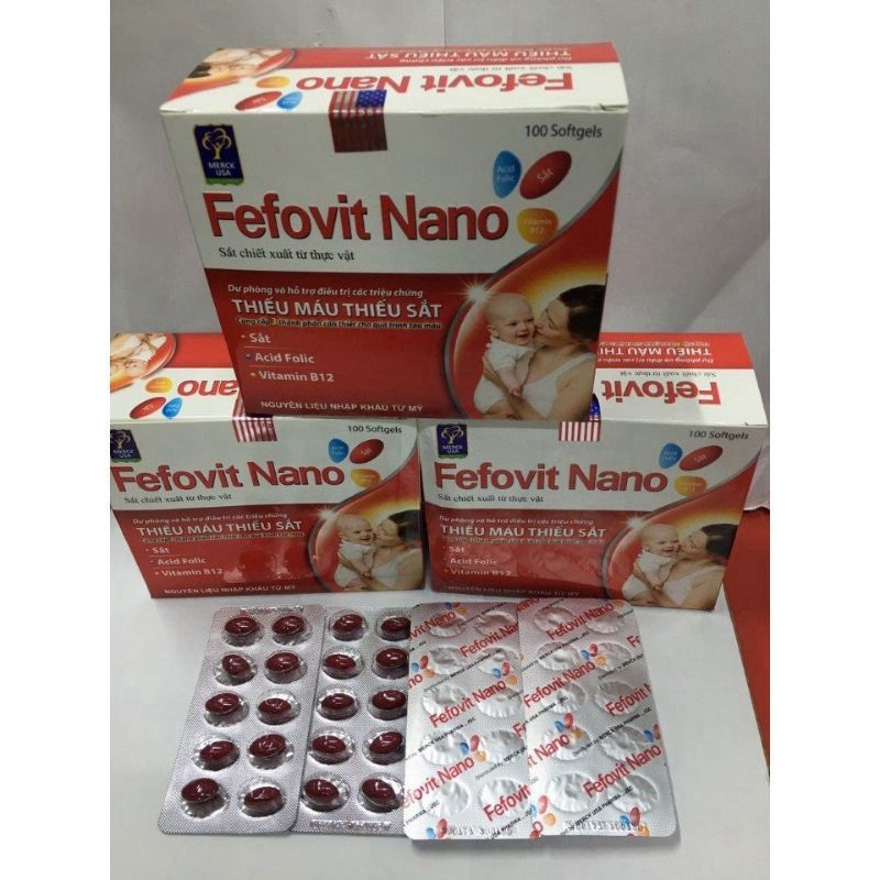 Fefovit Nano giúp bổ sung sắt, tăng cường lưu thông máu cho phụ nữ mang thai - Hộp 100 viên