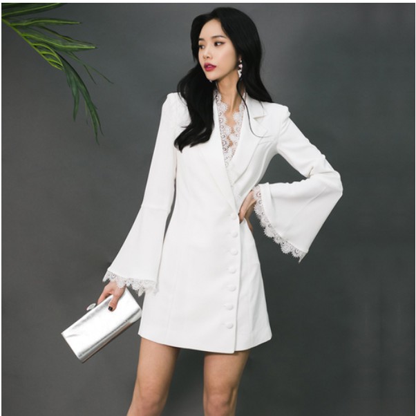 Đầm dạ tiệc tay dài phong cách Hàn Quốc