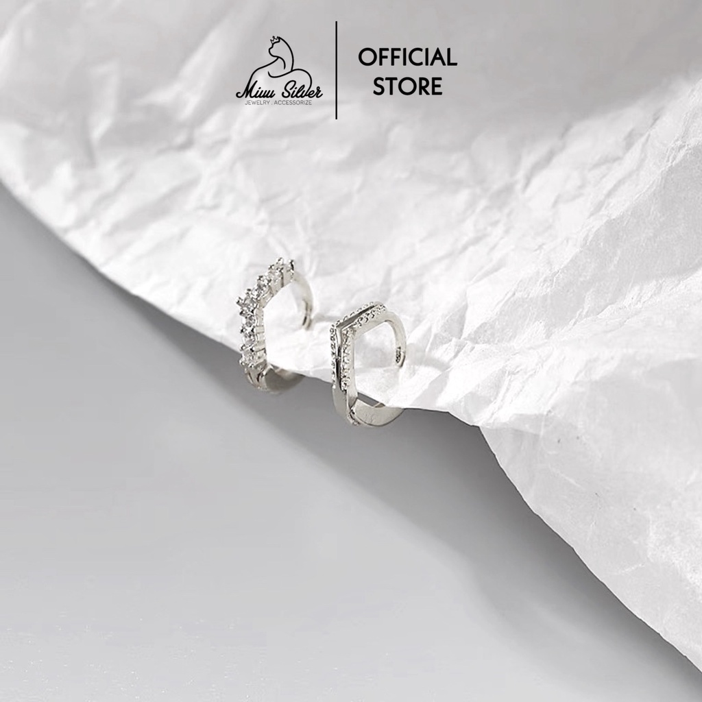 Bông tai nữ bạc 925 tròn kẹp vành tai Miuu Silver
