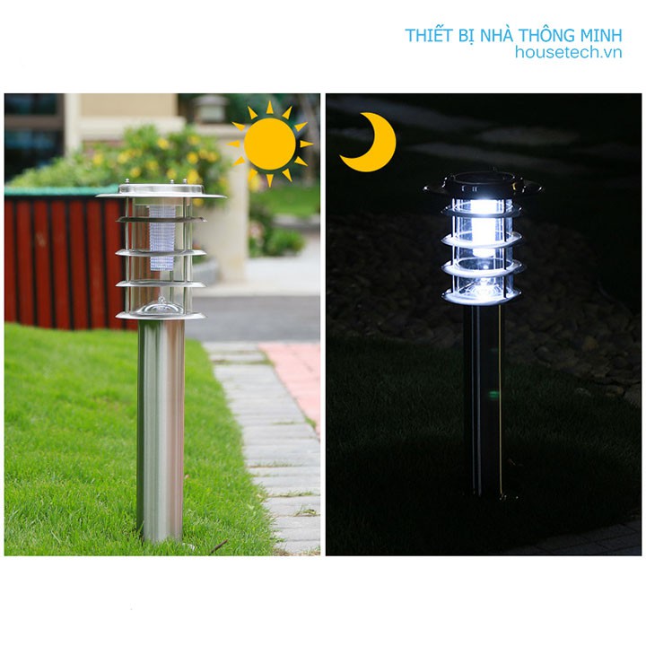 Đèn gắn lối đi sân vườn năng lượng mặt trời inox (new)