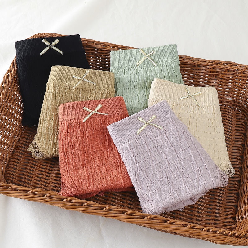 Quần Lót Nữ Cotton Dệt Kim 100% kháng khuẩn thoáng mát đính nơ xinh tôn vòng 3 gợi cảm mẫu Z182