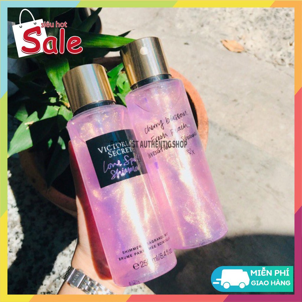 Xịt Thơm Body Victoria’s Secret Love Spell Shimmer 250ml [𝑩𝒐𝒅𝒚𝒎𝒊𝒔𝒕 𝑨𝒖𝒕𝒉𝒆𝒏𝒕𝒊𝒄]