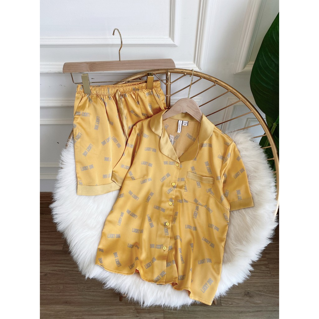 [Mã SKAMCLU7 giảm 10% cho đơn từ 0Đ] Đồ bộ nữ, bộ lụa nữ, bộ pyjama mặc nhà nữ áo cộc quần đùi LuckyDog BOH55 | BigBuy360 - bigbuy360.vn