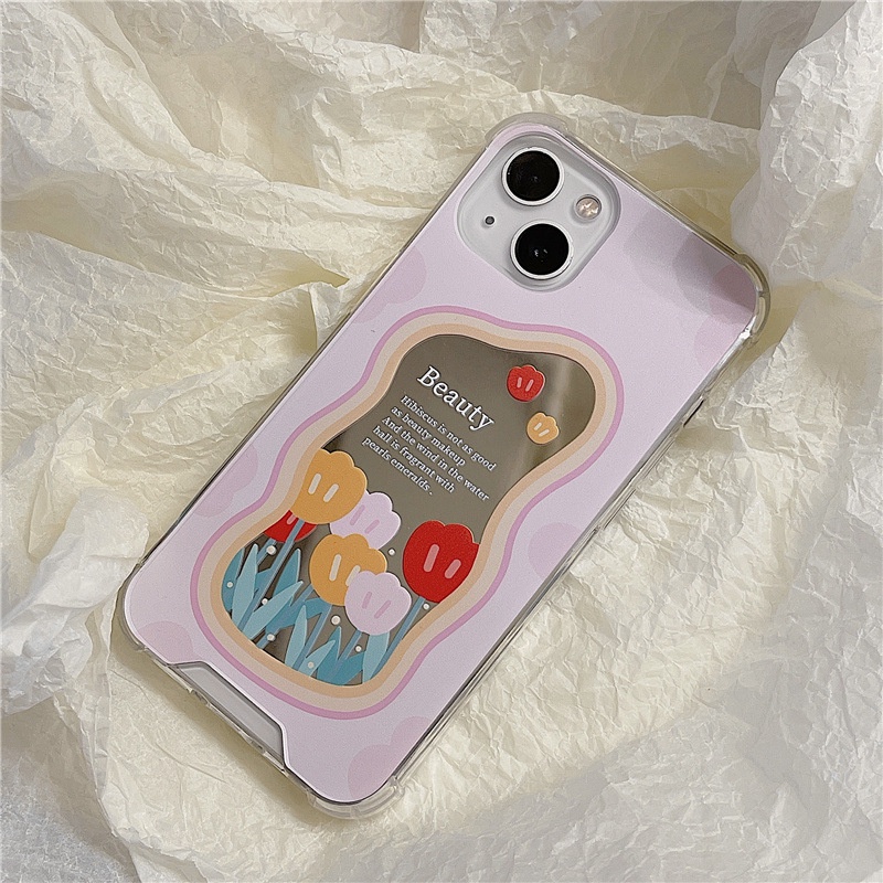 Ốp lưng iphone Ốp Điện Thoại Tráng Gương Họa Tiết Hoa Tulip Cho iPhone13Promax 14pro 6/6splus/7/7plus/8/8plus/x/xr/xs/11/14pro/13/pro/max/plus/promax Dinuo case