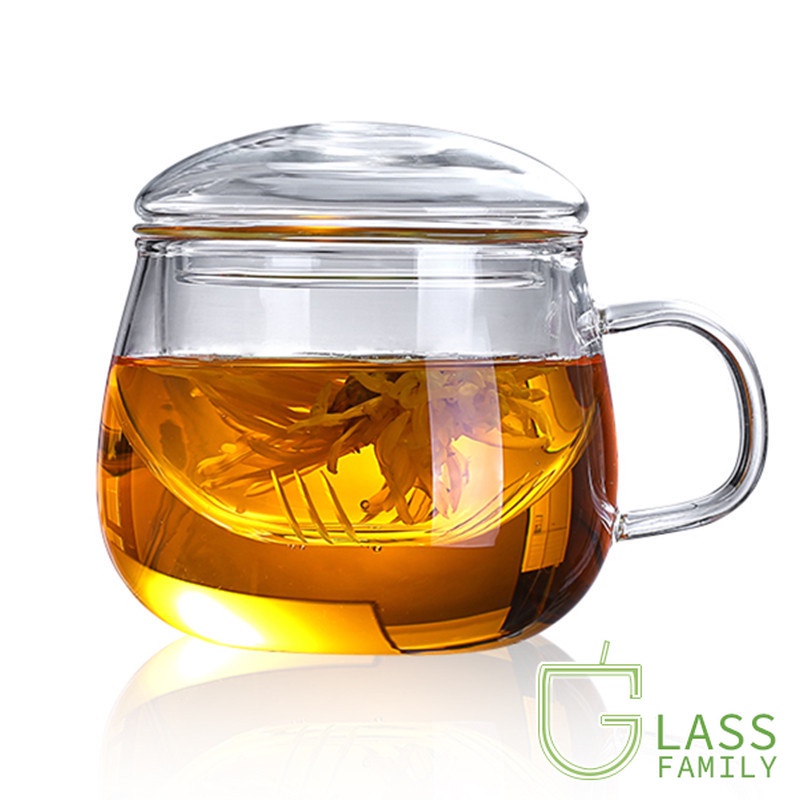 Ấm trà thủy tinh dung tích 350ml chịu nhiệt có nắp đậy thiết kế tiện dụng