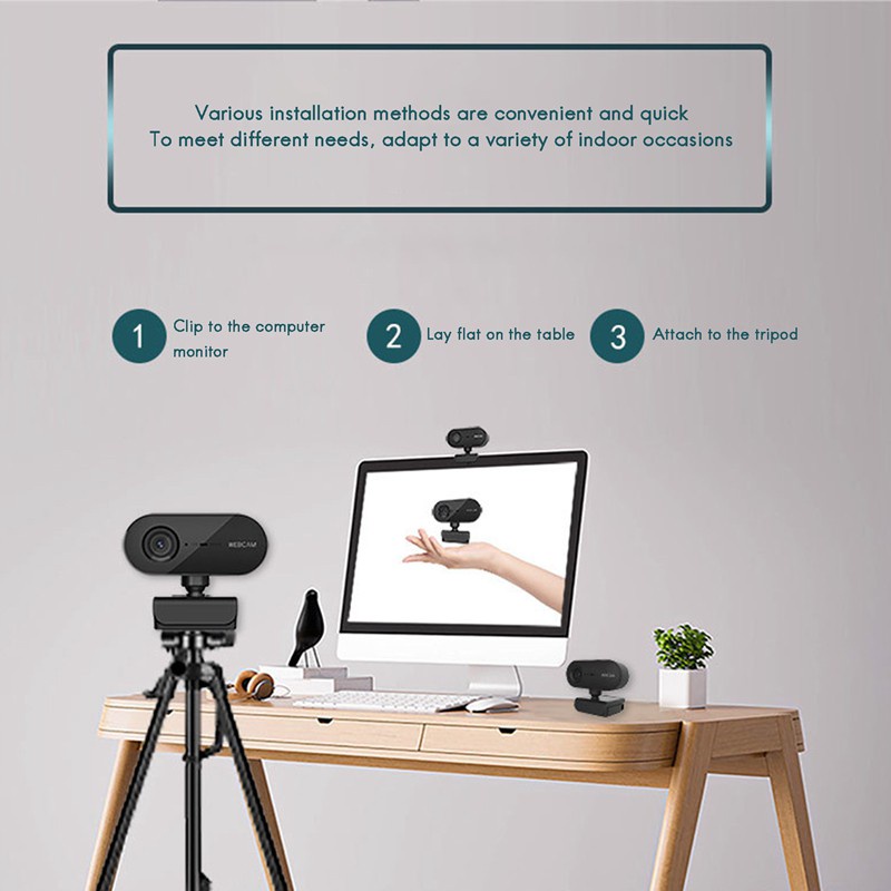 HD 1080P Webcam Mini Web Camera with Microphone Rotatable Cameras for Computer PC Live Broadcast Video Conference Work