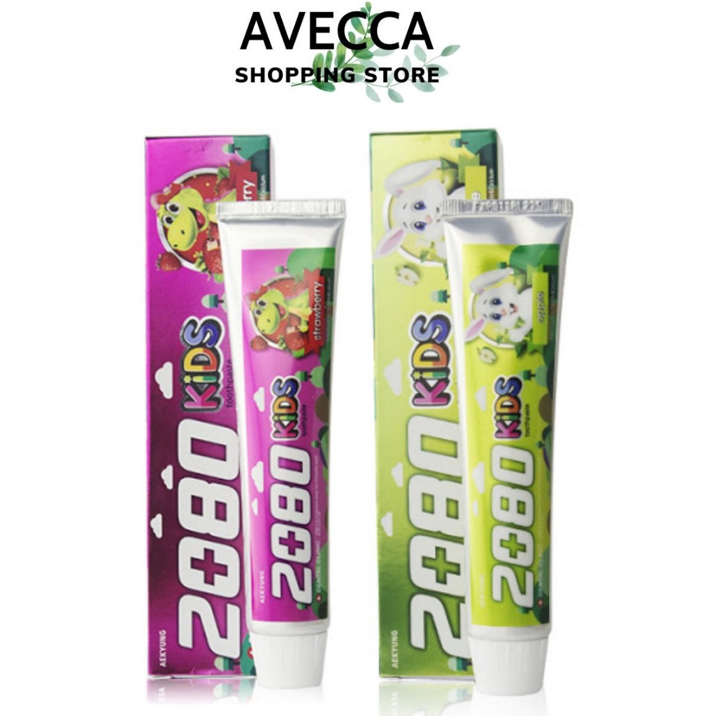 Kem Đánh Răng Ngăn Ngừa Vi Khuẩn, Làm Sạch Răng Dành Cho Trẻ Em Hương Táo & Hương Dâu 2080 Kids Toothpaste Hàn Quốc 80g