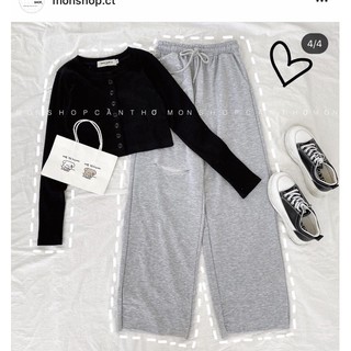 Set quần suông + croptop gài nút td☀️