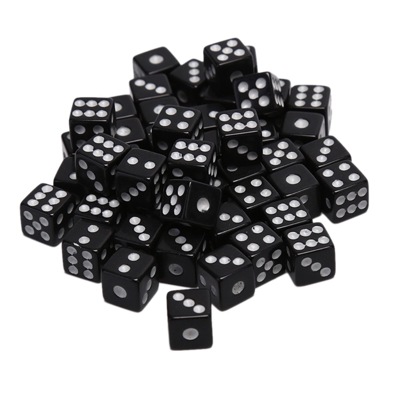 Set 100 xúc xắc nhựa acrylic 8mm màu trắng / đỏ / đen dùng để chơi game