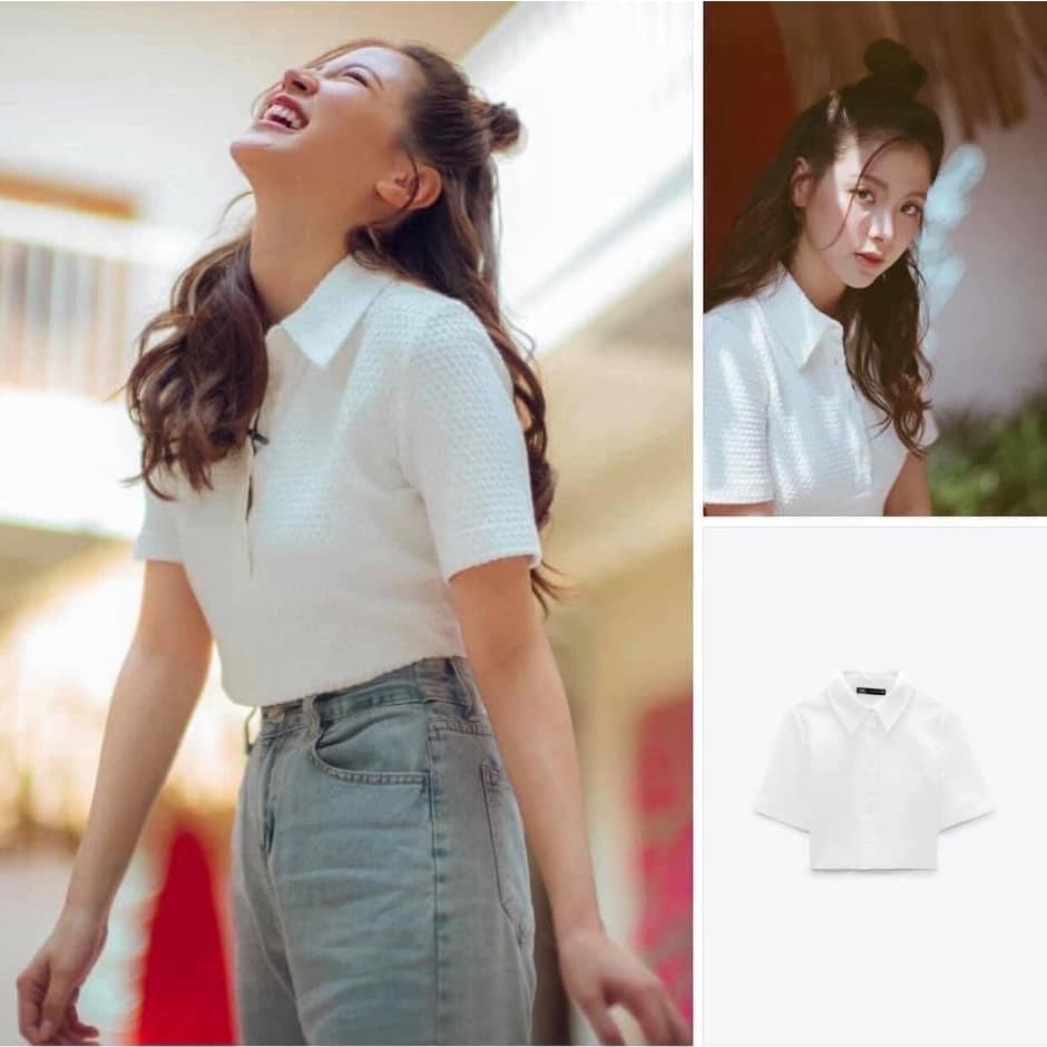 Áo Croptop Tổ Ong Cổ Bẻ PEONYB Nữ [FREESHIP] 🌸 Thun kiểu polo dáng ôm body ngắn tay màu trắng hàn quốc cá tính Ulzzang 🌸 | BigBuy360 - bigbuy360.vn