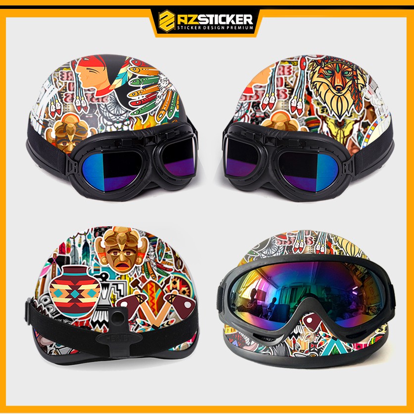 Sticker Hình Thổ Dân Dán Mũ Bảo Hiểm | Hình Dán Decal Chống Nước Cắt Sẵn | STK51 | Sticker Dán Điện Thoại Laptop Vali