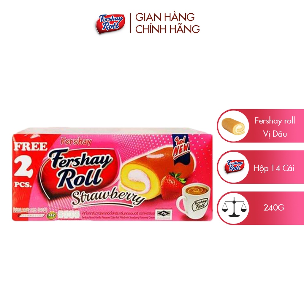 Bánh Bông Lan Cuộn FERSHAY Thái Lan - Hộp 12 Cái x 240g