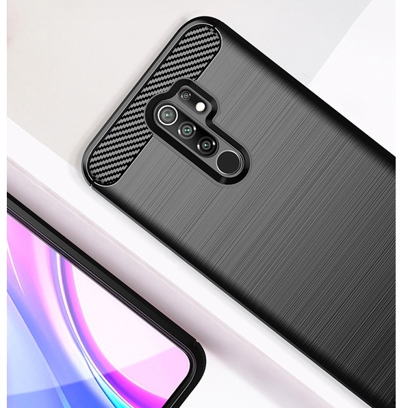 [sale] Ốp lưng Xiaomi Redmi 9 Fiber Carbon Vân Phay Xước Chống Bám Vân Tay, Chống Sốc Cao Cấp