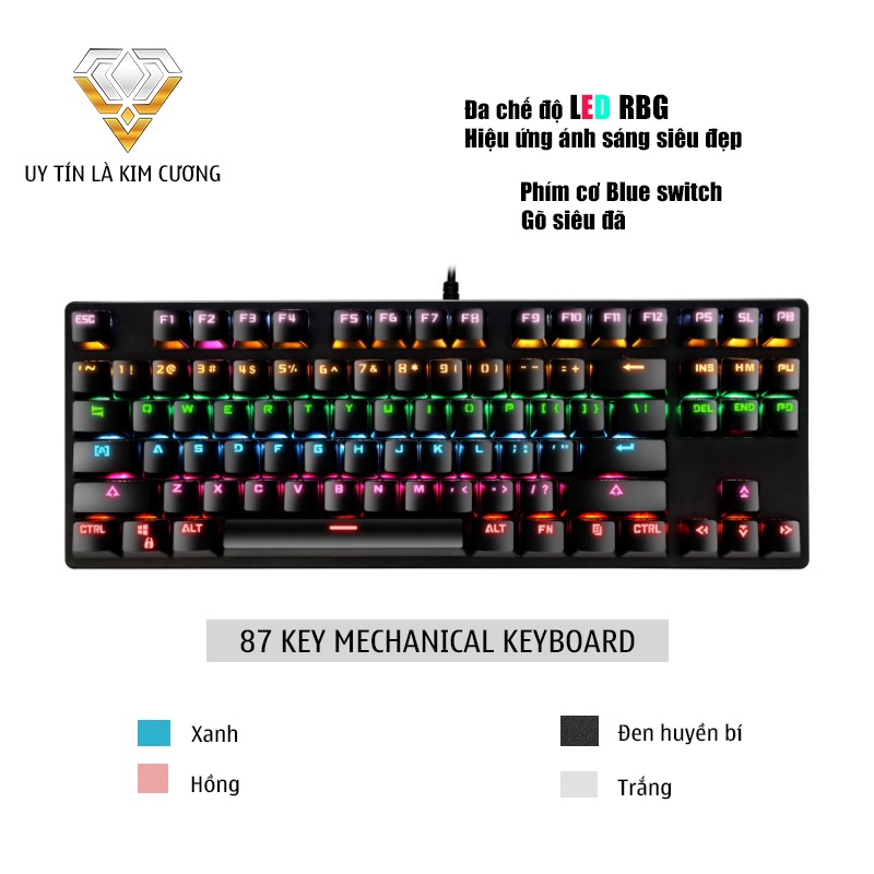 Bàn Phím Cơ Máy Tính Gaming K7 PRO Full Led RGB 10 Chế Độ Hiệu Ứng, Chơi Game Dùng Văn Phòng Cực Đã