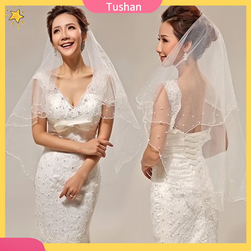 Khăn Voan Cài Tóc Cô Dâu Đính Ngọc Trai Sang Trọng