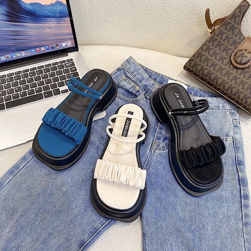 Giày Nữ Sandal Nhún Phong Cách Vintage Chất Da Mềm Mịn Hàng Đẹp 100