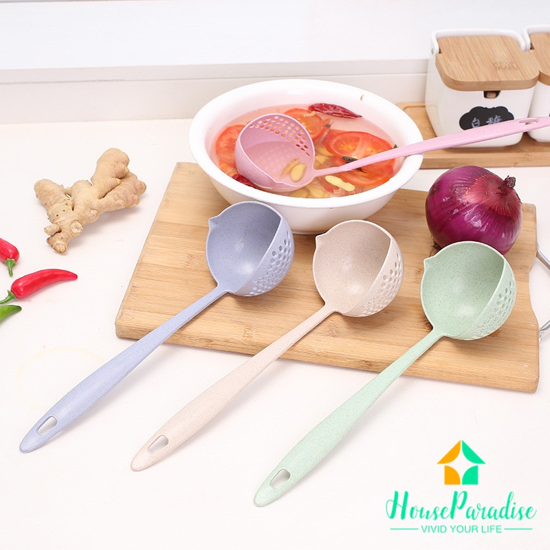 Muỗng Múc Canh Màu Trơn Có Lỗ Thoát Nước Tiện Lợi