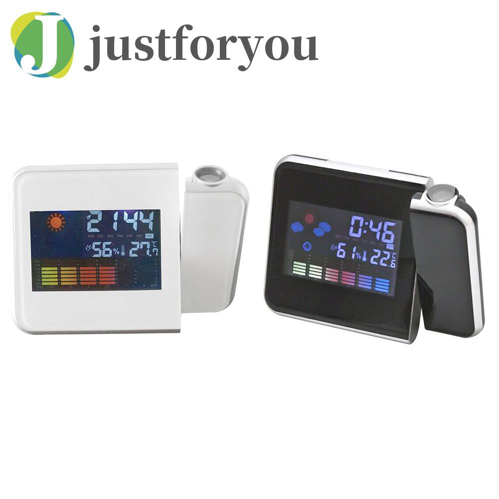 Justforyou LED Display Digital Projection Clock Thermometer Hygrometer Desk Calendar