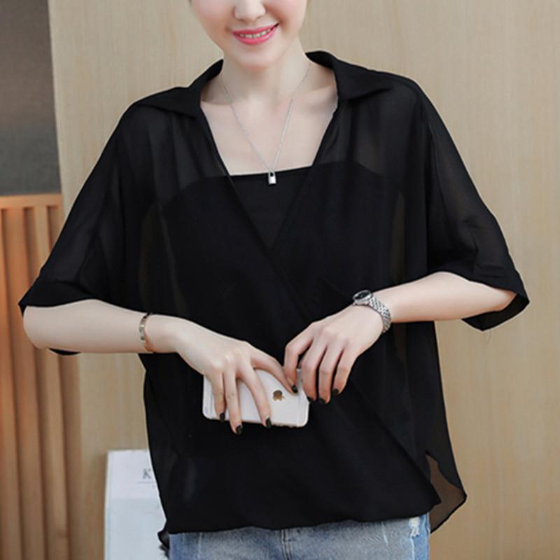Áo kiểu nữ tay cánh dơi cổ chữ V thời trang hè xinh xắn