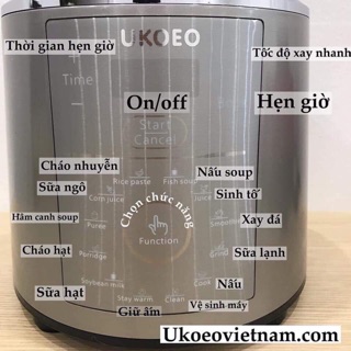 Máy làm sữa hạt UKOEO pr5-plus- lắp inox- tiếng việt