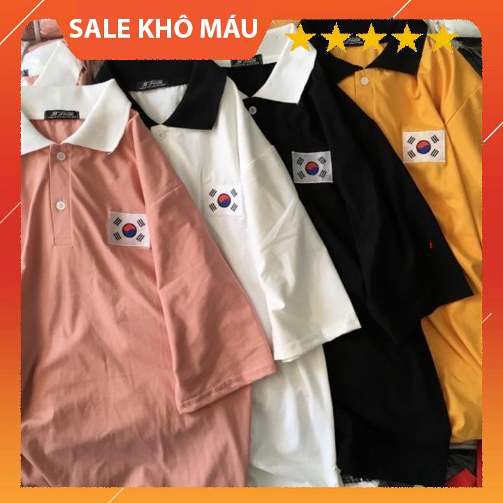 [ẢNH THẬT+VIDEO] Áo polo tay lỡ dáng rộng dưới 75kg - Polo cờ hàn