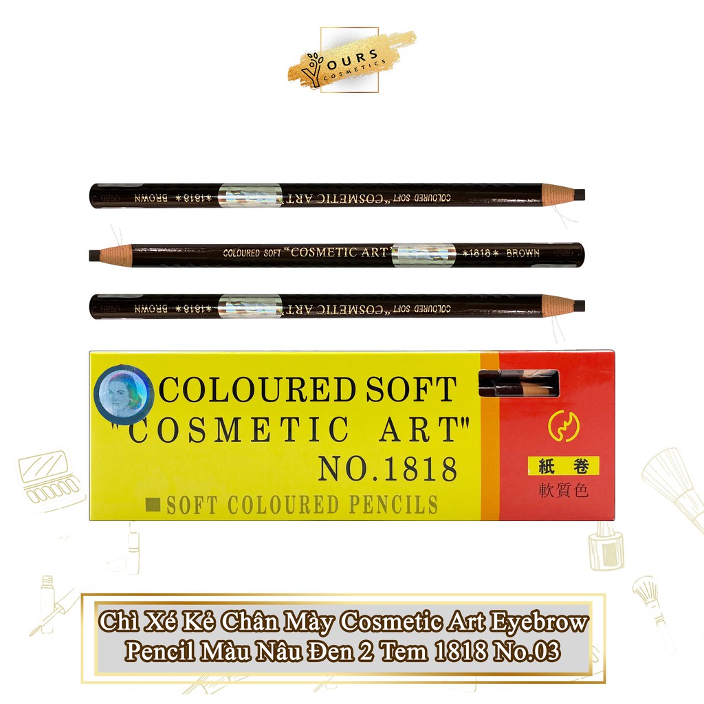 [1 Hộp Nâu Đen] Chì Xé Kẻ Chân Mày Cosmetic Art Eyebrow Pencil Màu Nâu Đen 2 Tem 1818 No.3