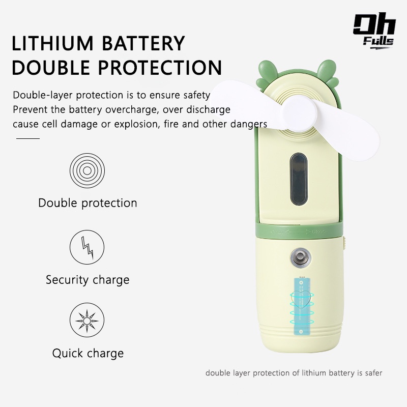 A-LIFE Quạt Phun Sương nano Mini Cầm Tay 2 Trong 1 Để Bàn Yên Tĩnh Dưỡng Ẩm Sạc USB