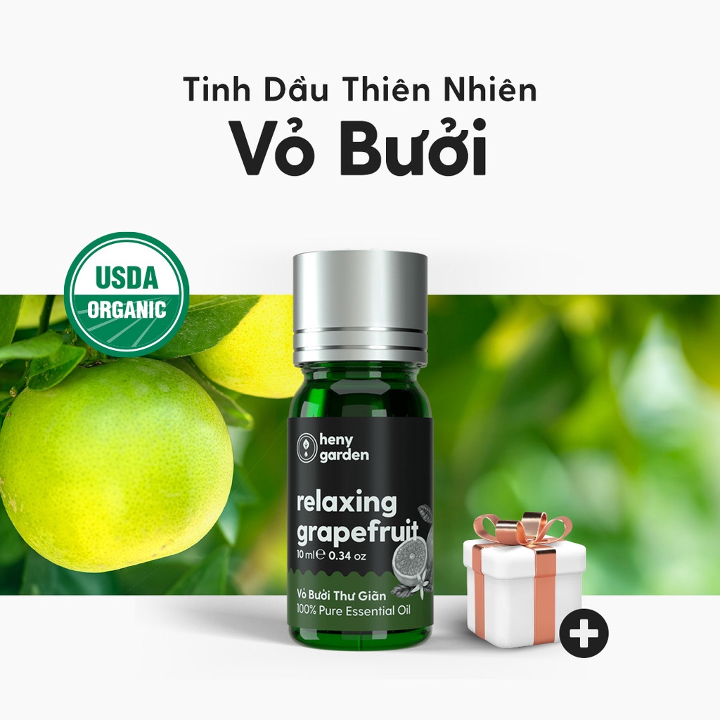 Tinh Dầu Bưởi Organic Nguyên Chất Đậm Đặc Xông Thơm Phòng, Làm Nến Thơm Thiên Nhiên, Giúp Dễ Ngủ Heny Garden 10mL