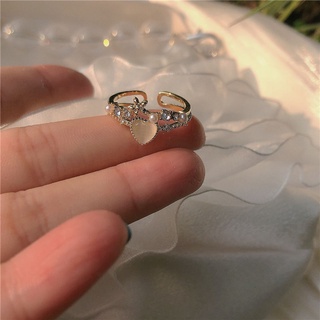 Nhẫn Đính Đá opal Hình Trái Tim Có Thể Điều Chỉnh Phong Cách Cổ Điển