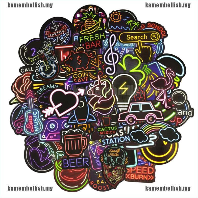 50 Sticker Dán Trang Trí Hình Đèn Neon