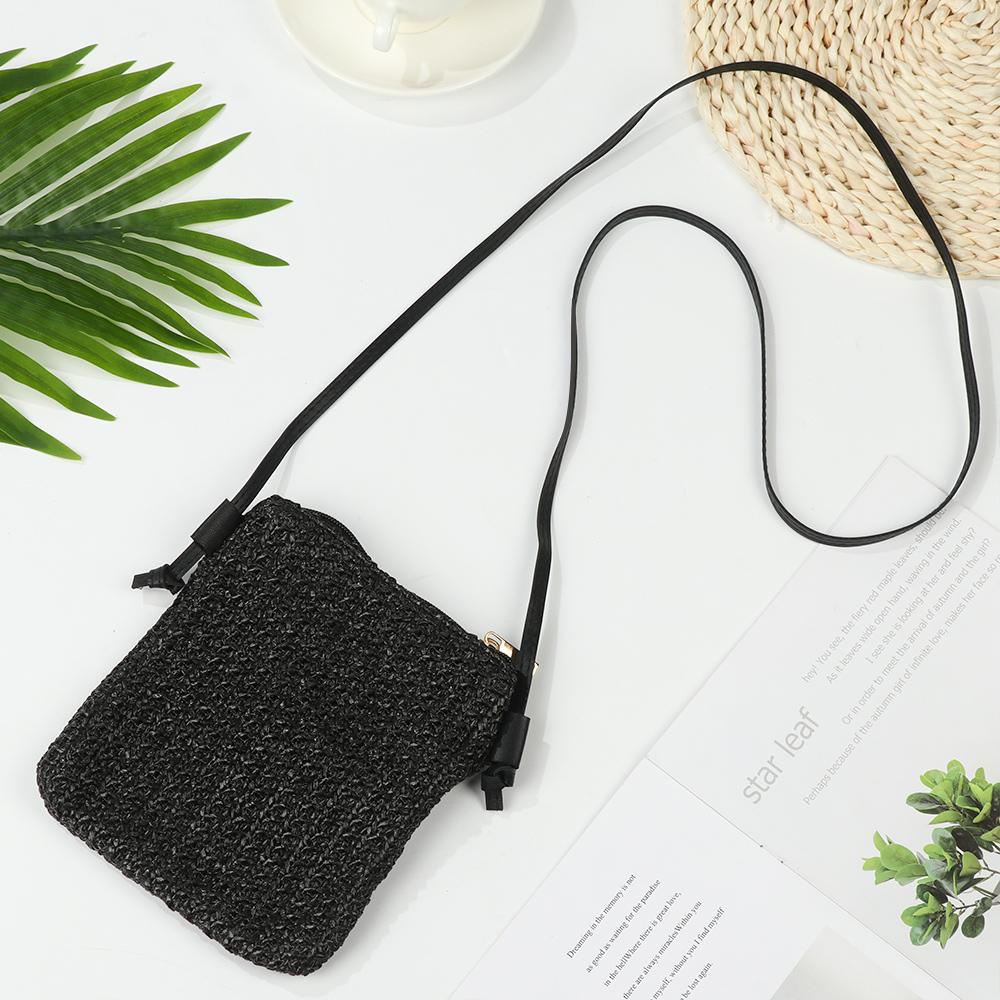 Túi Cói Đeo Chéo Dáng Vuông Nhỏ Thời Trang Đi Biển Xinh Xắn Cho Nữ