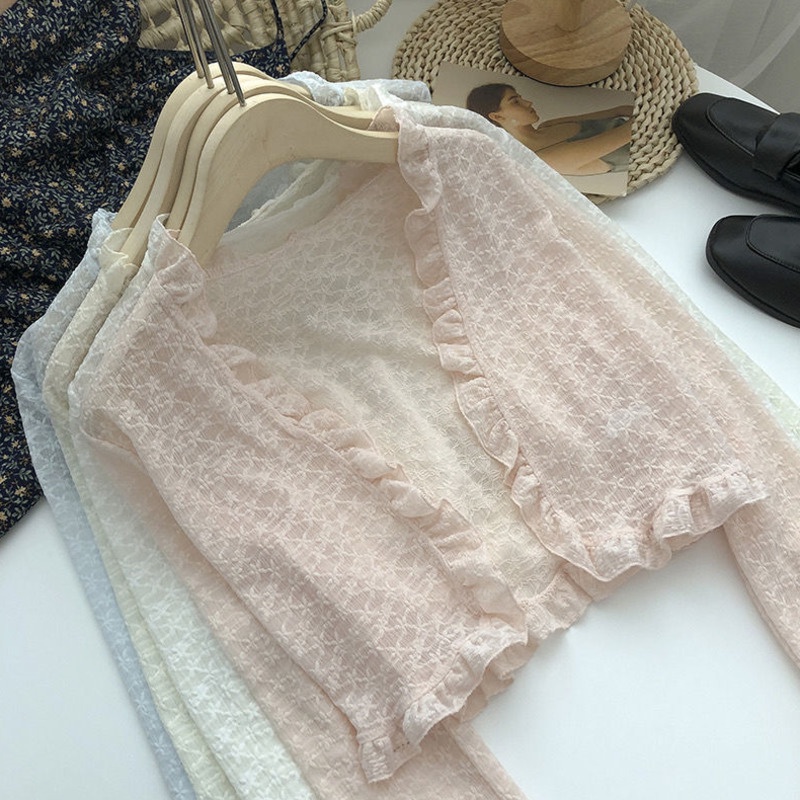 Áo Cardigan Tay Dài Dáng Rộng Màu Trơn Phối Dây Xích Thời Trang Ngọt Ngào Cho Nữ