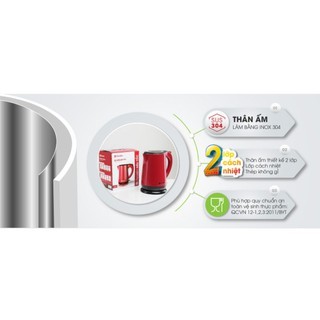 Ấm siêu tốc đun nước 1,7L Rạng Đông, 2 lớp siêu bền, RD-AST17P1