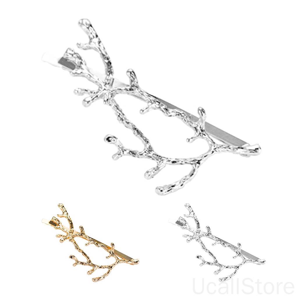 Kẹp Tóc Hình Cành Cây Bằng Hợp Kim Màu Vàng / Bạc Phong Cách Hàn Quốc Cổ Điển Dành Cho Nữ 1