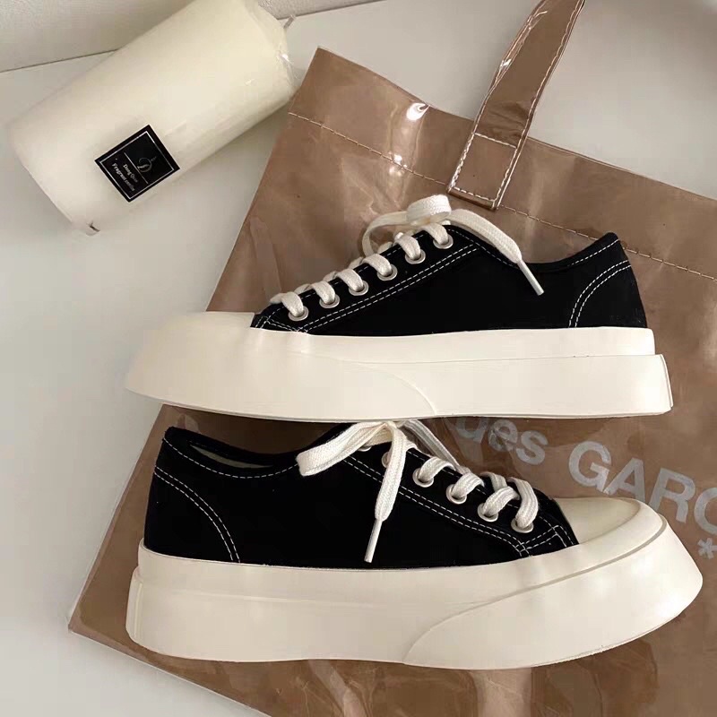 Giày Thể Thao Giày Sneaker Nữ Ulzzang Đế Bánh Mì Basic Vải Canvas