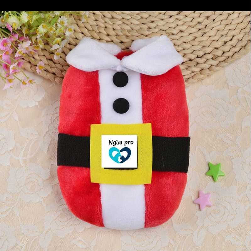 Áo Noel cho chó mèo thú cưng chất nỉ Nhung - Bộ Quần Áo cho chó loại 2 chân có mũ trùm đầu đẹp - QANOEL1