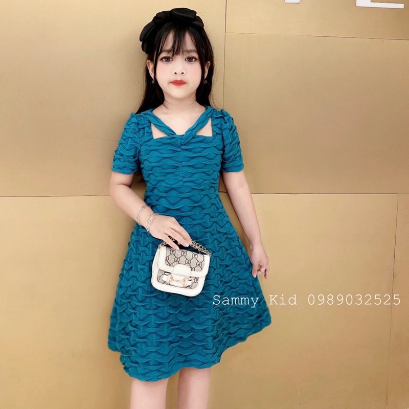 Váy xoè A tiểu thơ nhẹ nhàng sang chảnh cho bé gái size đại 16-41kg