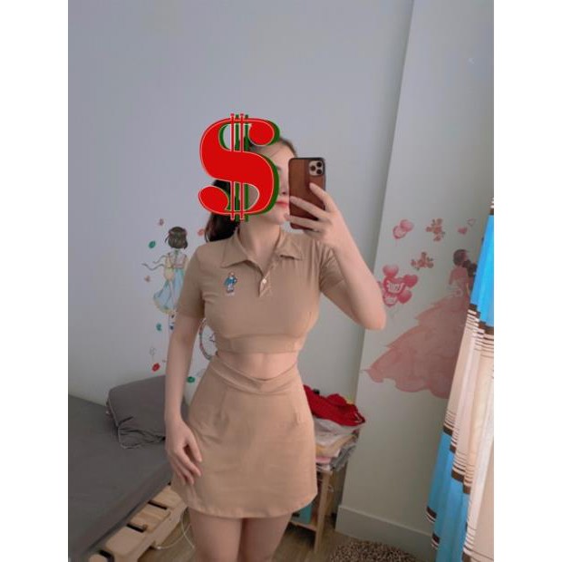 Set Đồ Nữ Áo Croptop Kèm Chân Váy Ngắn Năng Đông Thể Thao Cá Tính Siêu Xinh DRSET01