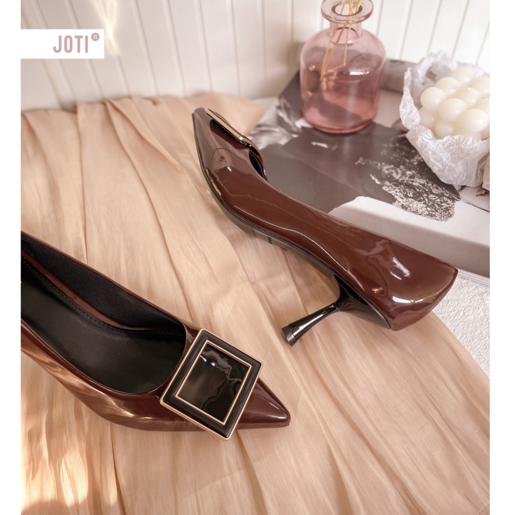 Giày Cao Gót Nữ JOTI Elise 3266VN7 - Mũi Nhọn Bít Gót Đế Nhọn Cao 7cm Da Bóng - Mang Công Sở Dự Tiệc