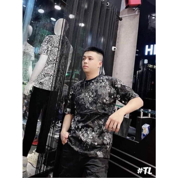 Áo Phông Loang LV Fom Rộng,áo thun Tay lỡ Chất Đẹp Hình In Nét Căng