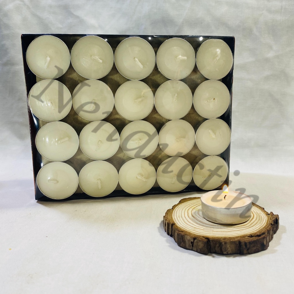 Hộp 100 viên nến Tealight cao cấp Đức Tín cháy 2,5 đến 3h không khói không mùi an toàn cho người sử dụng