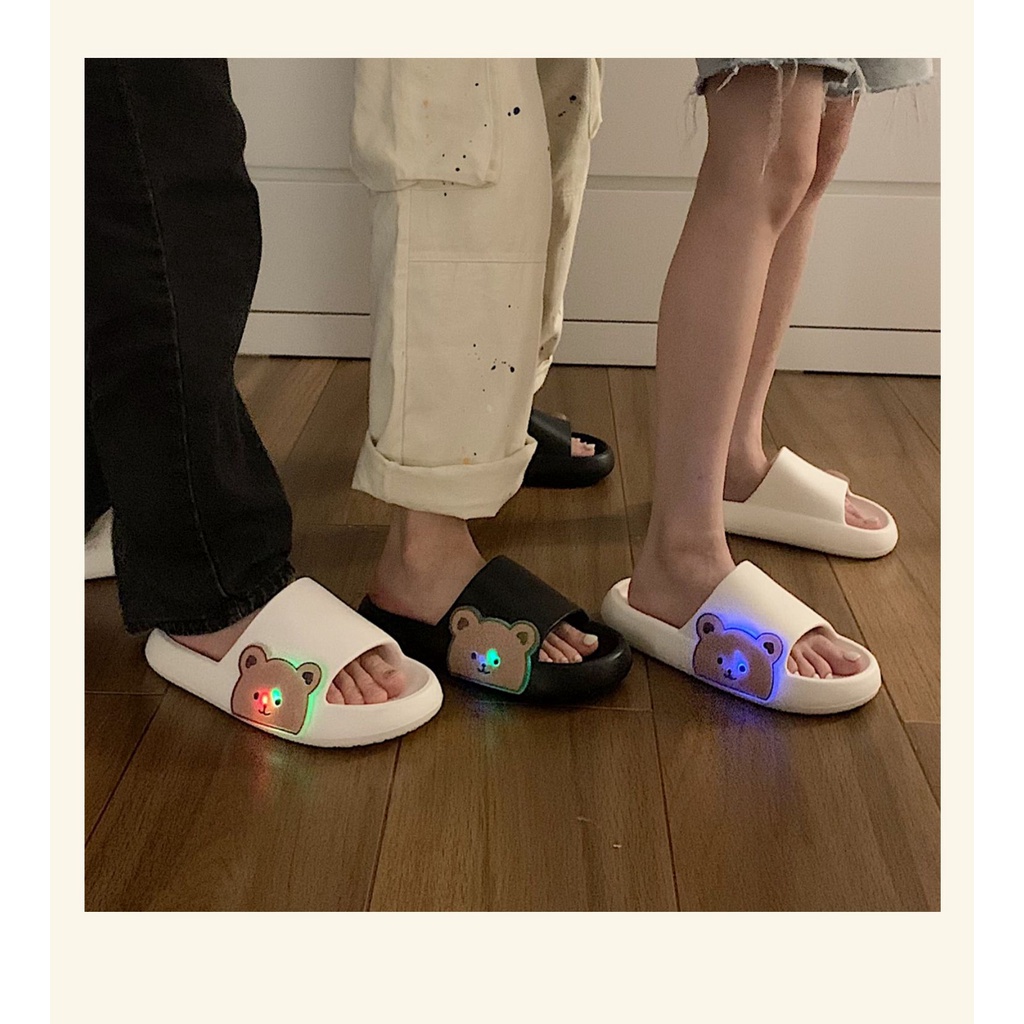 Dép Quai Ngang Đế Dày Bằng Xốp eva dép phát sáng cho nữ Dạ Quang Hình Gấu Dễ Thương Thời Trang Mùa Hè Dành Cho Bạn Nữ Mang Trong Nhà Sinh Viên drag