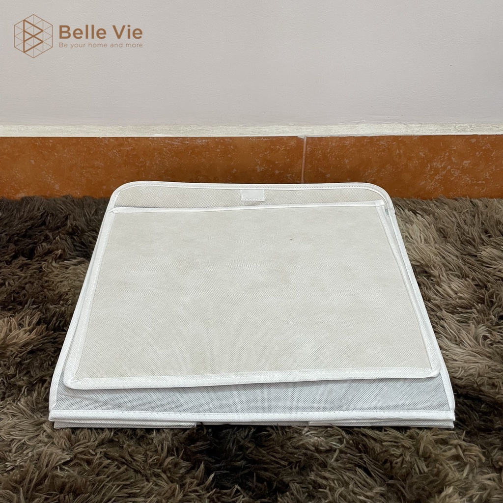Hộp Đựng Quần Áo BELLEVIE Túi Đựng Quần Áo Có Nắp Gấp Gọn Vải Không Dệt Chống Nước Dày Dặn