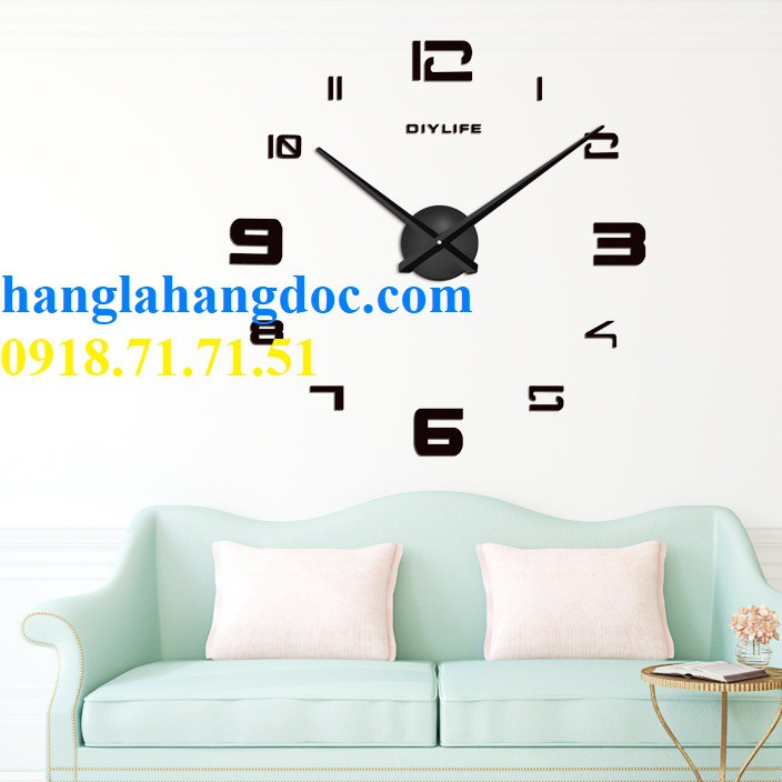 Đồng hồ trang trí dán tường cỡ lớn DIY, đường kính từ 0.9-1.5m tùy chỉnh, Version 14