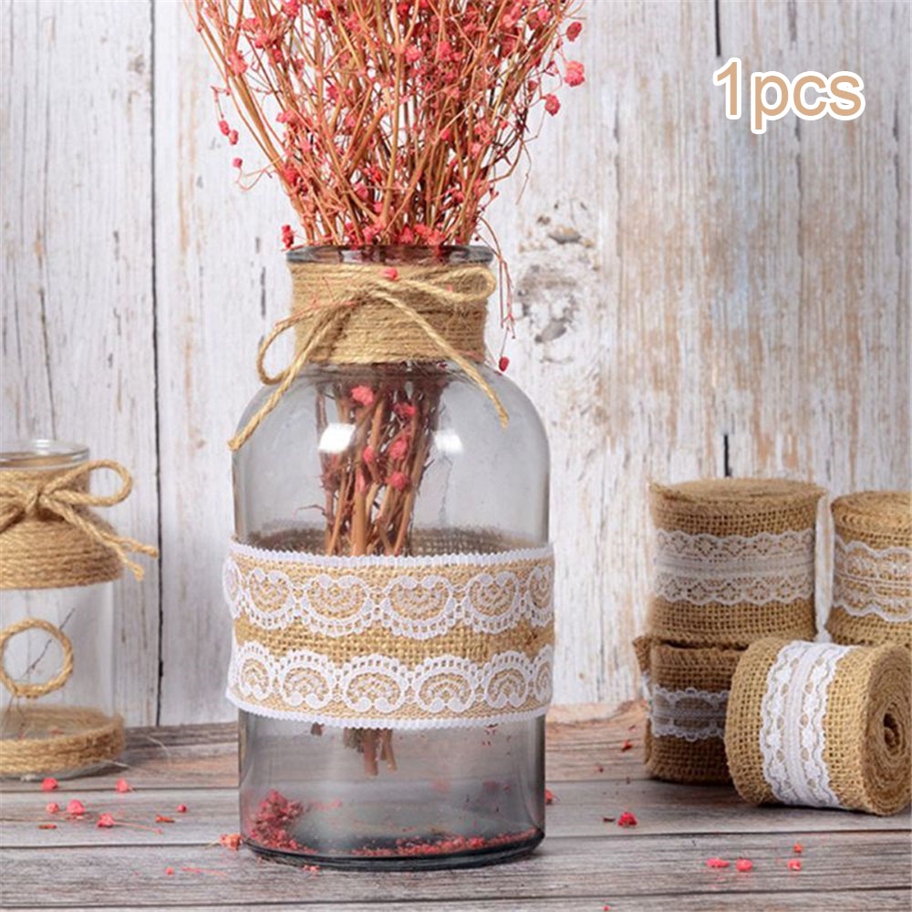 Ruy băng vải bố hoa văn đính ren siêu phong cách, hợp phối với đồ handmade, kraft siêu vintage - VPP Brendo