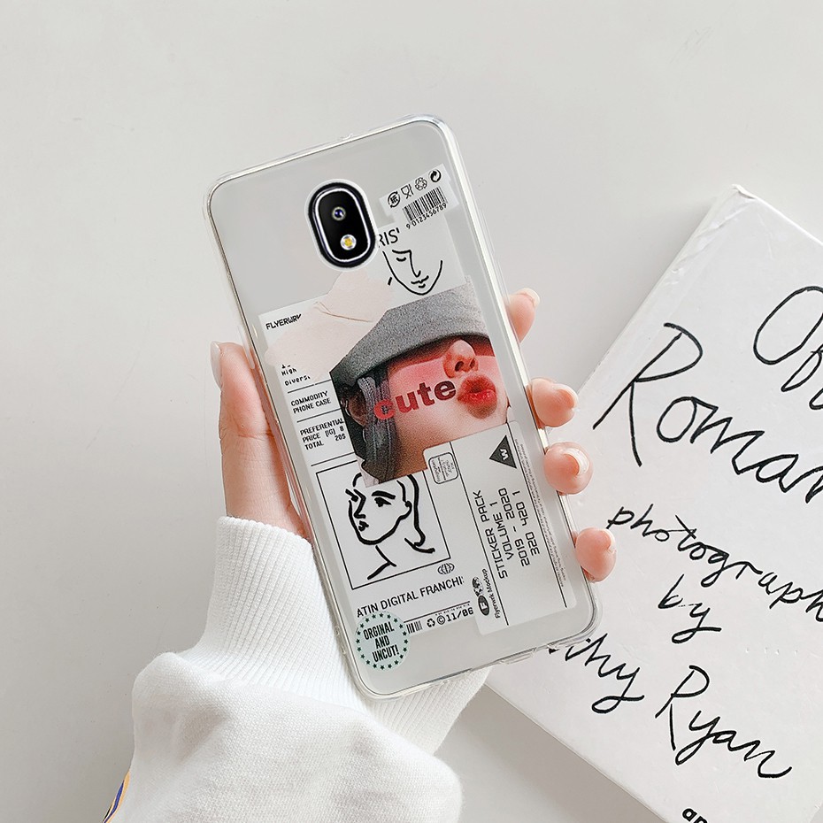 Ốp điện thoại silicon TPU mềm in họa tiết nhãn dán độc đáo bảo vệ cho Samsung Galaxy J3 J5 J7 Pro 2017