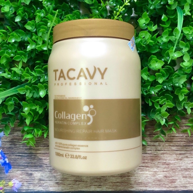Hấp dầu Tacavy Collagen siêu mềm mượt phục hồi tóc hư tổn 1000ml