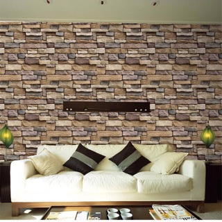 10m giấy dán tường giả đá 3D khổ 45cm